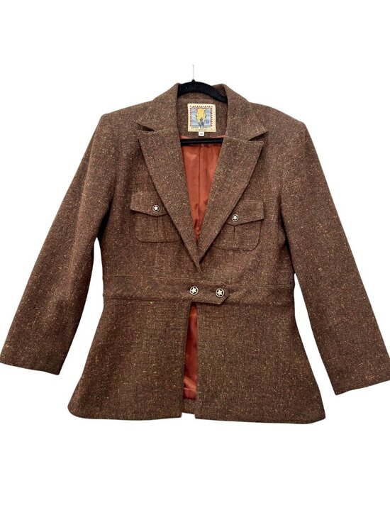 Desert West by Sherry Holt Jackets & Blazers - Vintage 90s Desert West Brown Wool Women's M Tweed Blazer Southwestern Boutique